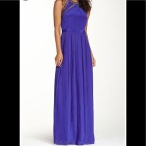 REBECCA TAYLOR BEADED LADDERS LONG PLEADED GOWN